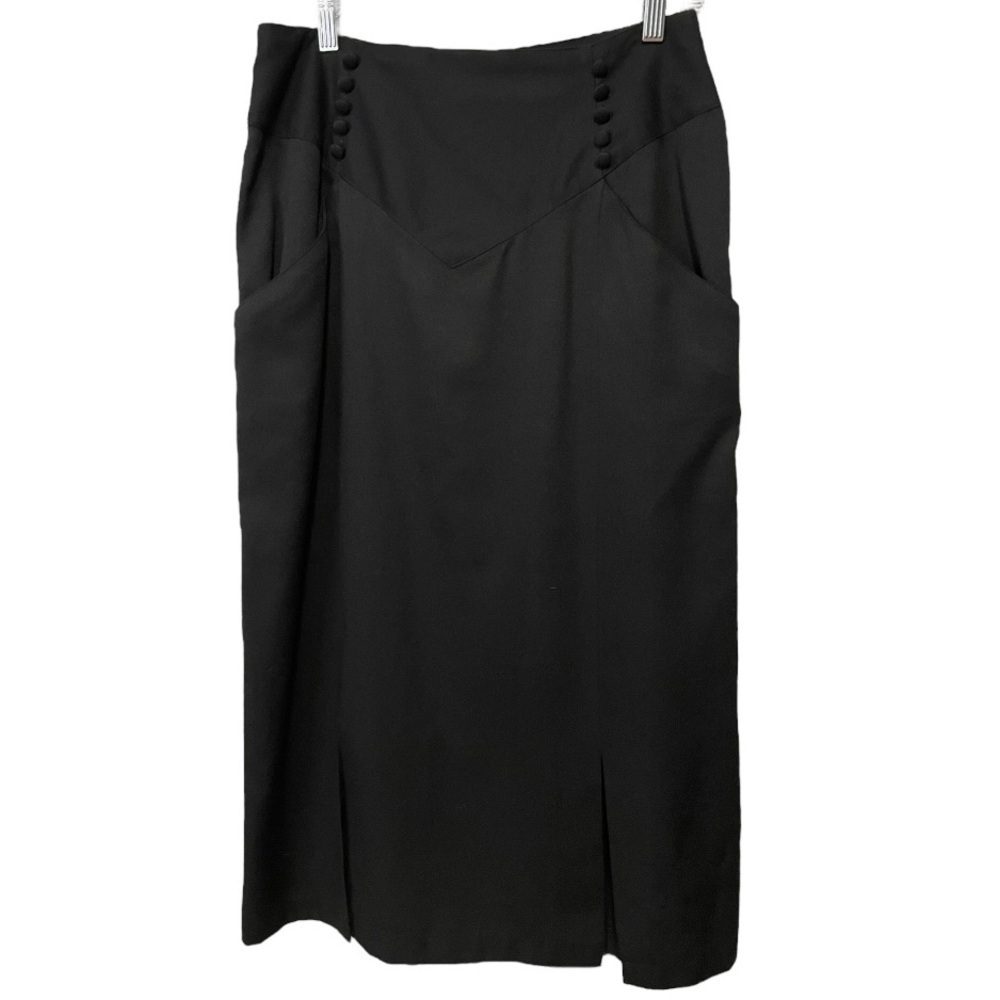 Vintage 80’s Casablanca Union Made Black Career Skirt VTG Sz 14 (size 10) - Picture 2 of 9